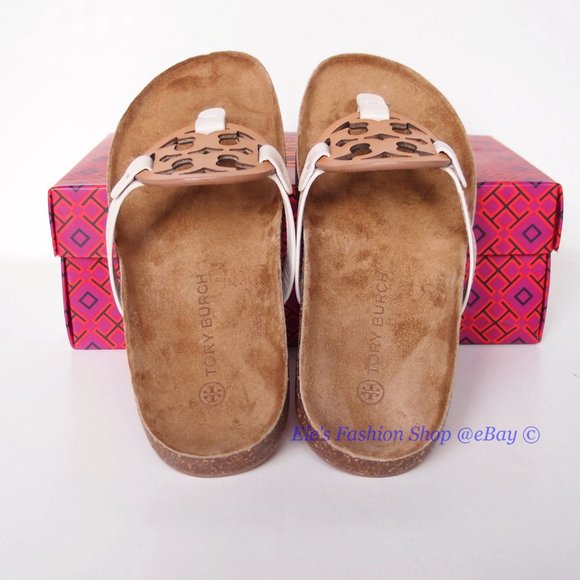 NIB Tory Burch Miller Cloud Leather Sandal Cream Caramel 6.5 7 7.5 8.5 9 9.5 10